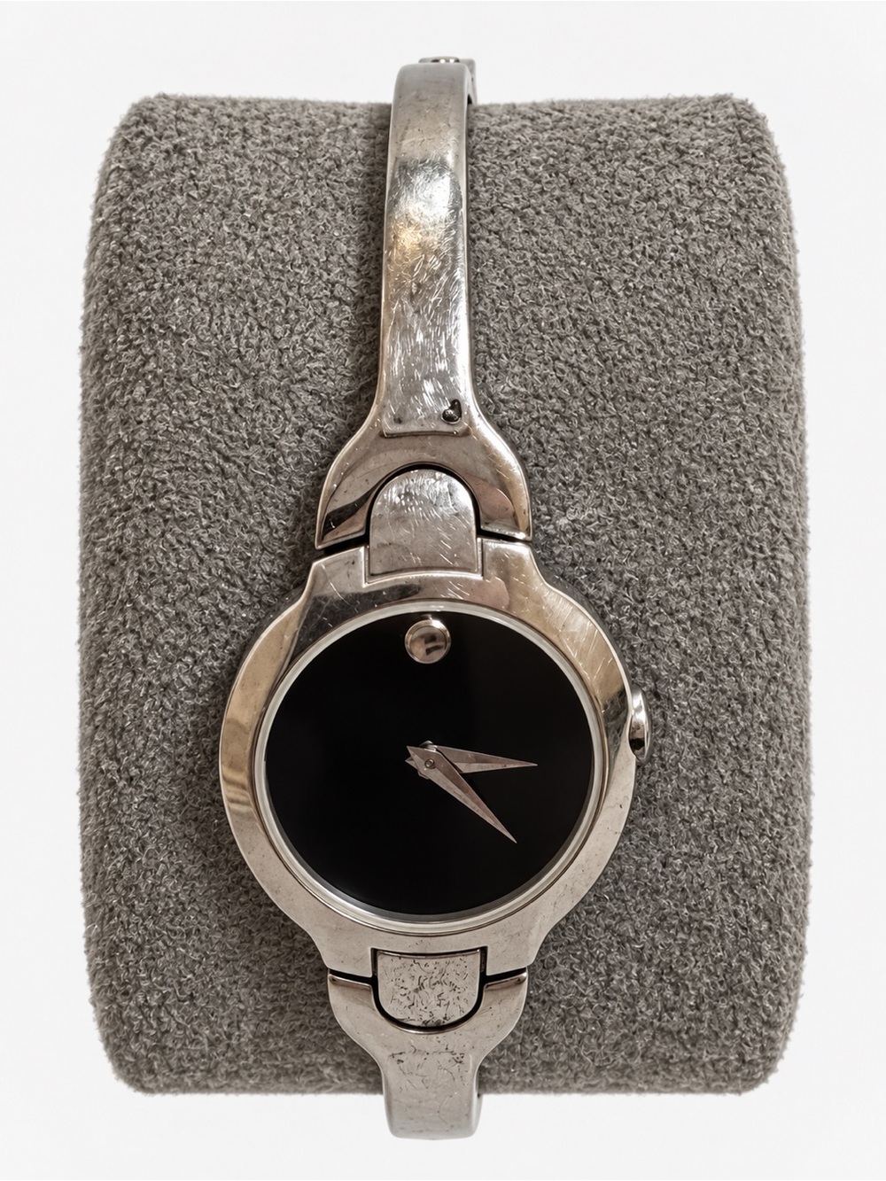 Movado Black Dial Silver Tone Bangle Watch - Picture 3 of 6